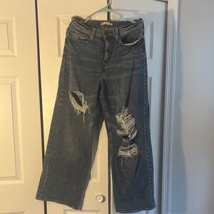 Distressed Blue Jeans